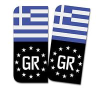 Finest Folia 2 pegatinas para matrícula compatibles con el campo de la UE, 11 x 5 cm, pegatinas de diseño para coche R167 (08 Grecia, con bandera)