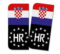 Finest Folia 2 pegatinas para matrícula compatibles con el campo de la UE, 11 x 5 cm, pegatinas de diseño para coche R167 (11 Croacia, con bandera)