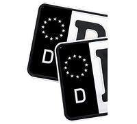 Finest Folia 2 pegatinas personalizadas para placa matrícula de la UE, de 11 x 5 cm, diseño de matrícula de coche, negro o con bandera, resistente al lavado de coches, R059 (04 Alemania, Classic)