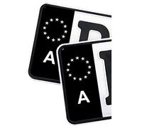 Finest Folia 2 x Adhesivos para matrículas ajustados para el campo de la UE 11x5cm Diseño de pegatinas para matrícula de coche de vinilo para vehículos Negro o con bandera resistente al lavado en