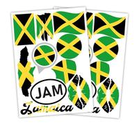 Finest Folia 2er Set DIN A4 Adhesivos de Banderas de Países Pegatinas de Bandera de País para Coche Moto Adhesivo de Bandera de País Bandera de País Autoadhesiva Resistente al Clima R217 (27 Jamaica)
