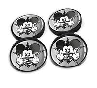 Finest Folia 4 x Tapas de buje de 60mm de diámetro tapacubos de llanta Pegatina de Gel Emblema doming para Llantas de Coche Accesorios DM006 (No. 16 Mickey Mouse Plata, Juego de Tapas de buje)