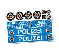 Finest Folia 6 pegatinas de policía para coche, barco, caravana, autobús, bicicleta, triciclo, antideslizante, coche, modelismo, casco RC Car Plakette (R023 azul)