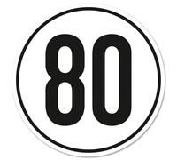 Finest Folia Adhesivo de velocidad según la norma DIN según Stvo para coche, remolque, autobús, camión, vehículo, pegatina con velocidad, resistente a la intemperie, R237 (80 km/h, 1 unidad)