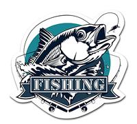 Finest Folia - Adhesivo decorativo para pescado, estilo retro, 10 x 9,1 cm, para coche, barco, maleta de pesca, accesorios de pesca, resistente a la intemperie R164 (07 Fishing, Petri Heil)