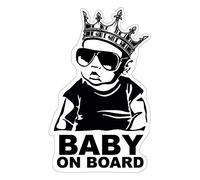 Finest-Folia Baby On Board Sticker 12x7 cm Autoadhesivo Pegatinas Auto Coche Adhesivo Resistente al UV Agua (Baby on Board Corona, Niño)