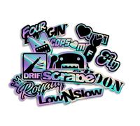 Finest Folia JDM Juego de pegatinas para coche y moto, casco japonés, OEM japonés, autoadhesivas, resistente a la intemperie, R207 (hoja de pegatinas 5, con efecto holograma)