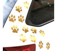 Finest Folia Juego de 12 pegatinas para patas de perro de 6 x 6 cm, para coche, moto, pared, portátil, color dorado (K015)