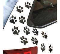Finest Folia Juego de 12 pegatinas para patas de perro de 6 x 6 cm, para coche, moto, pared, portátil, mueble (K015, negro mate)