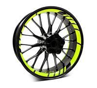 Finest Folia Juego de 18 pegatinas para llantas de moto y coche, diseño completo, para llantas de 15", 16", 17", 18", 19 pulgadas, MR020 (amarillo neón)