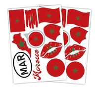 Finest Folia Juego de 2 Pegatinas de Bandera de País DIN A4 para Coche, Moto - Autoadhesivas, Resistentes a la Intemperie, R217 (38 Marruecos)