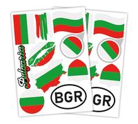 Finest Folia Juego de 2 Pegatinas de Bandera de País DIN A4 para Coche, Moto - Autoadhesivas, Resistentes a la Intemperie, R217 (10 Bulgaria)