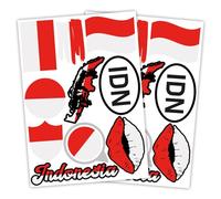 Finest Folia Juego de 2 Pegatinas de Bandera de País DIN A4 para Coche, Moto - Autoadhesivas, Resistentes a la Intemperie, R217 (22 Indonesia)