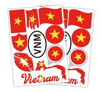 Finest Folia Juego de 2 pegatinas de bandera de país DIN A4, pegatinas de bandera de país para coche, moto, pegatinas, bandera de país, autoadhesivas, resistentes a la intemperie, R217 (65 Vietnam)