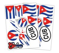 Finest Folia Juego de 2 pegatinas de bandera de país DIN A4, pegatinas de bandera de país para coche, moto, pegatinas, bandera de país, autoadhesivas, resistentes a la intemperie, R217 (32 Cuba)