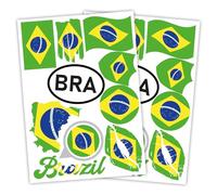 Finest Folia Juego de 2 pegatinas de bandera de país DIN A4, pegatinas de bandera de país para coche, moto, pegatinas, bandera de país, autoadhesivas, resistentes a la intemperie, R217 (09 Brasil)