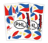 Finest Folia Juego de 2 pegatinas DIN A4, bandera de país, bandera de país, para coche o moto, autoadhesiva, resistente a la intemperie, R217 (44 Filipinas)