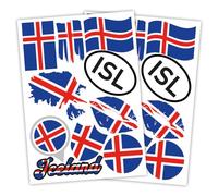 Finest Folia Juego de 2 pegatinas DIN A4, bandera de país, bandera de país, para coche o moto, autoadhesiva, resistente a la intemperie, R217 (25 Islandia)