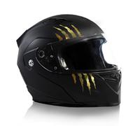 Finest Folia - Juego de 2 pegatinas Monster con efecto arañazos para casco de moto y coche, 7,5 x 7,5 cm, diseño de garra, autoadhesivo, impermeable, K173 (oro cromado)
