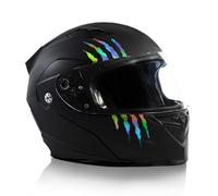 Finest Folia Juego de 2 pegatinas para casco de arañazos, 7,5 x 7,5 cm, monstruo, decoración para moto, casco, coche, moto, marcas de arañazos, autoadhesivas, resistentes al agua, K173 (holograma)