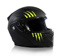 Finest Folia Juego de 2 pegatinas para casco de moto 7,5x7,5 cm, diseño de garra de monstruo, decoración para moto, coche, casco de motocicleta, rasguños autoadhesivos, resistente al agua (Amarillo