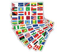 Finest Folia Juego de 200 banderas de países en 8 hojas DIN A4 (cada bandera mide 4,9 x 3,3 cm), pegatinas para modelismo, decoración de bicicletas, coches y motocicletas, países R108