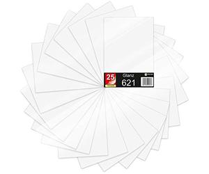 Finest Folia Juego de 25 hojas DIN A4 - Película para plotter - 621/631 - Película autoadhesiva de vinilo para corte, bricolaje, pegatinas y etiquetado - 29,7 x 21 cm (blanco mate)