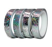 Finest Folia Juego de 4 rollos de 10 metros de purpurina, holograma, tiras decorativas para manualidades, cinta adhesiva para coche, moto, barco, maquetas, tiras autoadhesivas (10 mm)