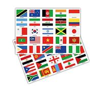 Finest Folia Juego de 50 banderas de país en 2 hojas DIN A4, cada bandera, 4,9 x 3,3 cm, pegatinas para modelismo, bicicleta, coche, moto, decoración de países R108 (Mundial)