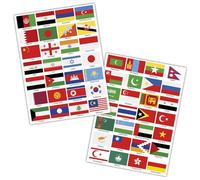 Finest Folia Juego de 56 banderas de país en 2 hojas DIN A4, cada bandera, 4,9 x 3,3 cm, pegatinas para modelismo, bicicleta, coche, moto, decoración de países R108 (Asia)