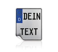 Finest Folia Pegatina Personalizada de matrícula con Texto a Elegir, Adhesivo Decorativo para matrícula, Fabricado en Vinilo, Personalizable para Coche, Moto, camión, Remolque (130 x 105 mm)