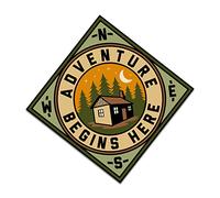 Finest Folia Pegatinas Nature Outdoor Adventure hiking montañismo camping para coche bicicleta resistente a la intemperie R181 (03 Adventure Begins Here)