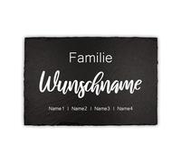 Finest Folia Placa de pizarra personalizable para puerta de casa, grabado láser, nombre, apellido, placa decorativa personalizable (04 apellidos + nombre)