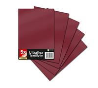 Finest Folia Ultraflex S Lámina textil para plóter en 61 colores, DIN A4, hoja de 30 x 20 cm, mate sobre telas, ropa, camisetas, lámina flexible, accesorios para bricolaje (50 burdeos, juego de 5)