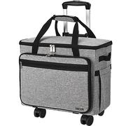 FINESUN Estuche para máquina de coser con ruedas, 3 en 1, plegable, bolsa de transporte para máquina de coser Brother, Singer, Bernina y la mayoría de máquinas (rayas blancas y negras, 3 en 1)