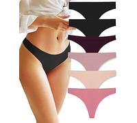 FINETOO 6 Pack Ladies Seamless Strings Briefs Seamless Ropa Underpants Tangas Set Ropa Interior Sexy Lencería cómoda Mujeres Multicolor XS-XL…