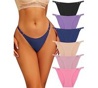 FINETOO Calzoncillos sin Costuras para Mujer, Ropa Interior Hipster Ajustada, Sexy con Cintura en V, 6 Unidades, S-XL