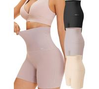 FINETOO Pack de 3 Pantalones Cortos de Boxeo para Mujer, Cintura Alta, sin Costuras, Cintura Alta, Pantalones de Cuerpo de Cintura Alta, Ropa Interior para Mujer, Calzoncillos sin Costuras, Varios