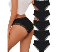 FINETOO Pack de 5 Bragas de algodón para Mujer, Ropa Interior Sex Bikini Lace XS-2XL,L