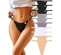 FINETOO Set de Tangas G String para Mujer, Pack de 10, Algodón, Sin Costuras, T-Back, Tangas, Ropa Interior, Mujeres, con Banda Ajustable, Sexy, Tallas S-XL, M