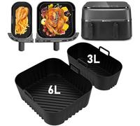 FINEVERNEK 2 Moldes de Silicona para Freidora de Aire Caliente, Accesorios para Philips Dual Basket Airfryer 3000-serie 6L/3L,Accesorios Reutilizables Philips Freidora de silicona para NA350/00
