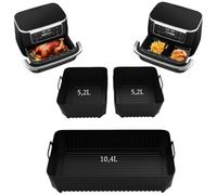 FINEVERNEK 3PCS Molde Silicona Freidora de Aire para Ninja AF500EU/Foodi Flex 10.4L, Moldes de Silicona Alimentaria para Air Fryer, Accesorios Freidoras de Aire para Ninja (2×5,2L+10,4L)