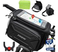 FINEW Bolsa para manillar de bicicleta con adaptador de manillar para bicicleta eléctrica y bicicleta, cesta delantera de 6 L, resistente al agua, bolsa de manillar con soporte para teléfono móvil