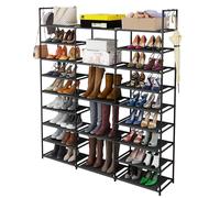 Finew Zapatero de 9 Niveles, Zapateros de Metal con 23 estantes, Capacidad para 50 - 55 Pares de Zapatos y Botas, Estante Zapatero para Sala de Estar, Entrada de pasillos, vestuarios - Negro