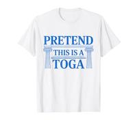 Finge Que Esta es una Fiesta de Toga Fiesta de Disfraces griegos Antiguos Camiseta gráfica económica, Hombre, Blanco, M