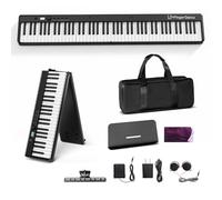 Finger Dance Teclado de piano plegable de 88 teclas, teclado eléctrico portátil con Bluetooth MIDI, piano digital de tamaño completo, grano de madera, semipesado, sensible al tacto, con bolsa de