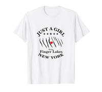 Finger Lakes New York NY Recuerdo Nativo Recordatorio Niña Mujer Camiseta gráfica económica, Hombre, Blanco, L