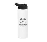 Finger Lakes New York NY Recuerdo Nativo Recordatorio Niña Mujer Stainless Steel Insulated Water Bottle