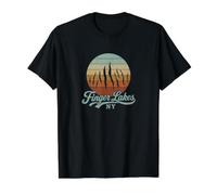 Finger Lakes New York NY Recuerdo Recordatorio Nativo Hombres Mujeres Camiseta gráfica económica, Hombre, Negro, S
