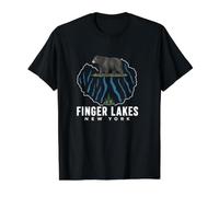 Finger Lakes New York NY Recuerdo Recordatorio Nativo Hombres Mujeres Camiseta gráfica económica, Hombre, Negro, M